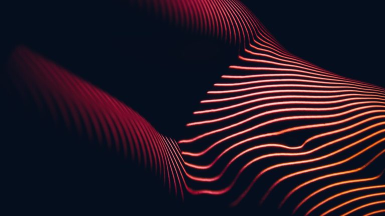 Nude projector photoshoot. Light stripes on a woman's belly.